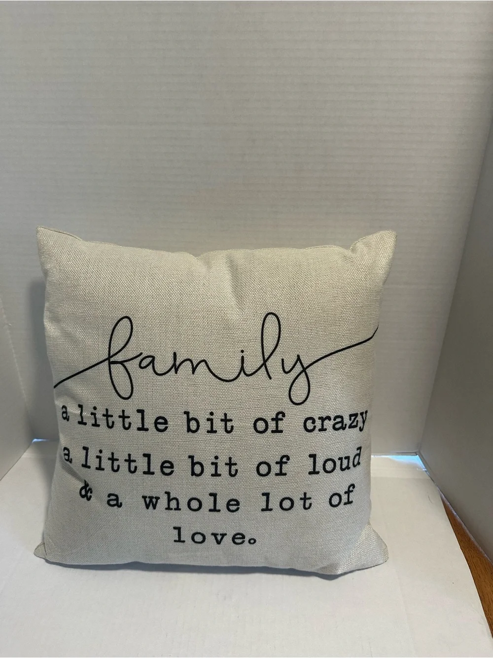 Cream Family Script Accent Pillow by